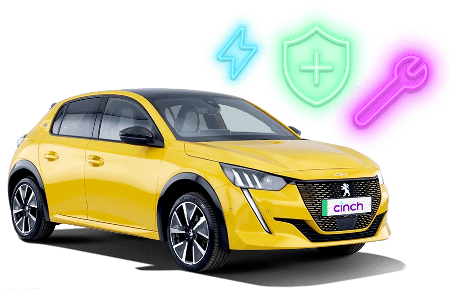 Yellow car, with cinchCharge, cinchShield and cinchCare